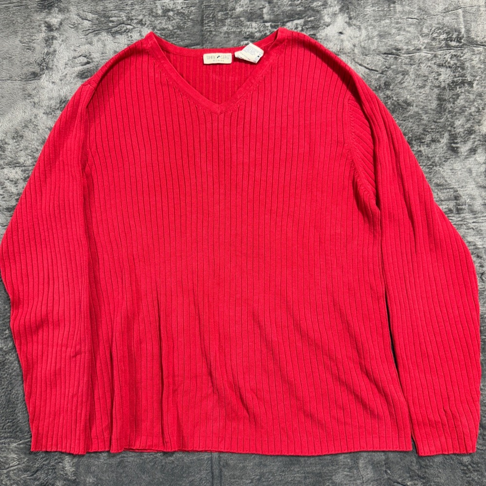 White Stag Ribbed V-Neck Sweater Woman 22W/24W Red W51754G2